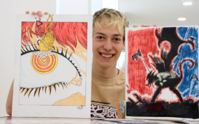 Los dibujos manga protagonizan la exposición debut de Cristián Bermúdez