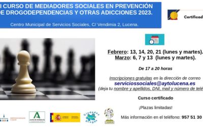 Servicios Sociales convoca una nueva edición del curso de mediadores en prevención de drogodependencias