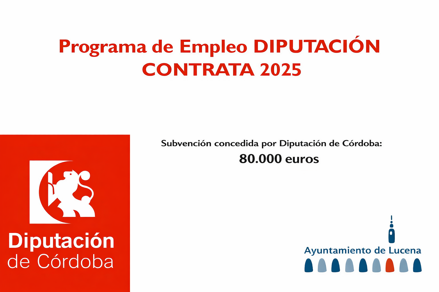 El Ayuntamiento de Lucena recibe fondos del Programa de Empleo Diputación Contrata 2025