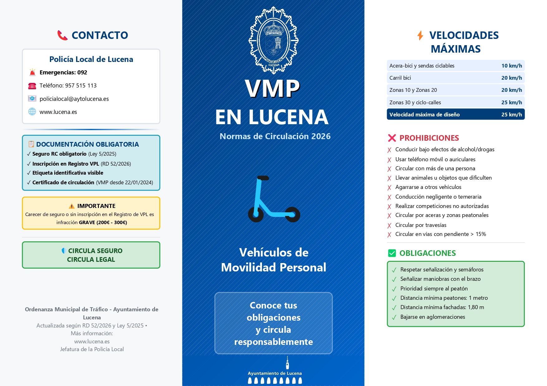 Lucena actualiza la normativa para la circulación de patinetes eléctricos